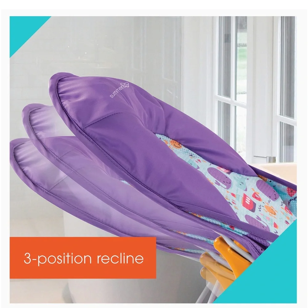 •SUMMER•INFANT DELUXE BABY PERFORATED MERMAID BATH SLING W/3 SUPPORT ANGLES EUC